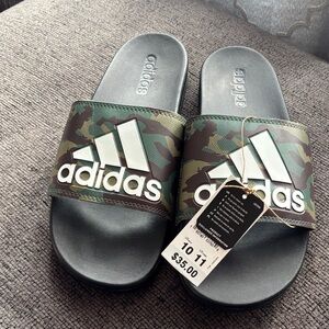 Adidas Green Camouflage Slide Sandals